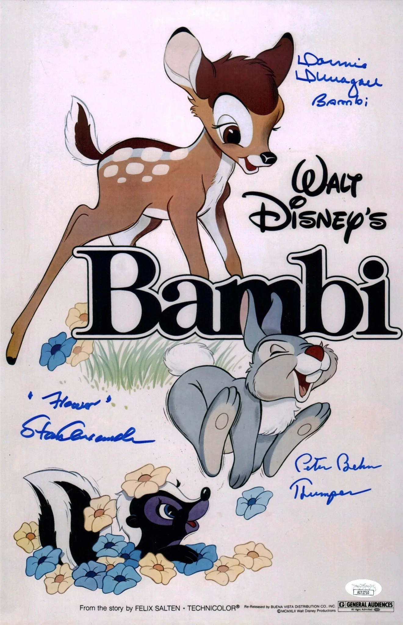 Bambi 11x17 Cast Photo Poster Signed x3 Signed Behn, Dunagan, Alexander JSA Certified Autograph - Image 4
