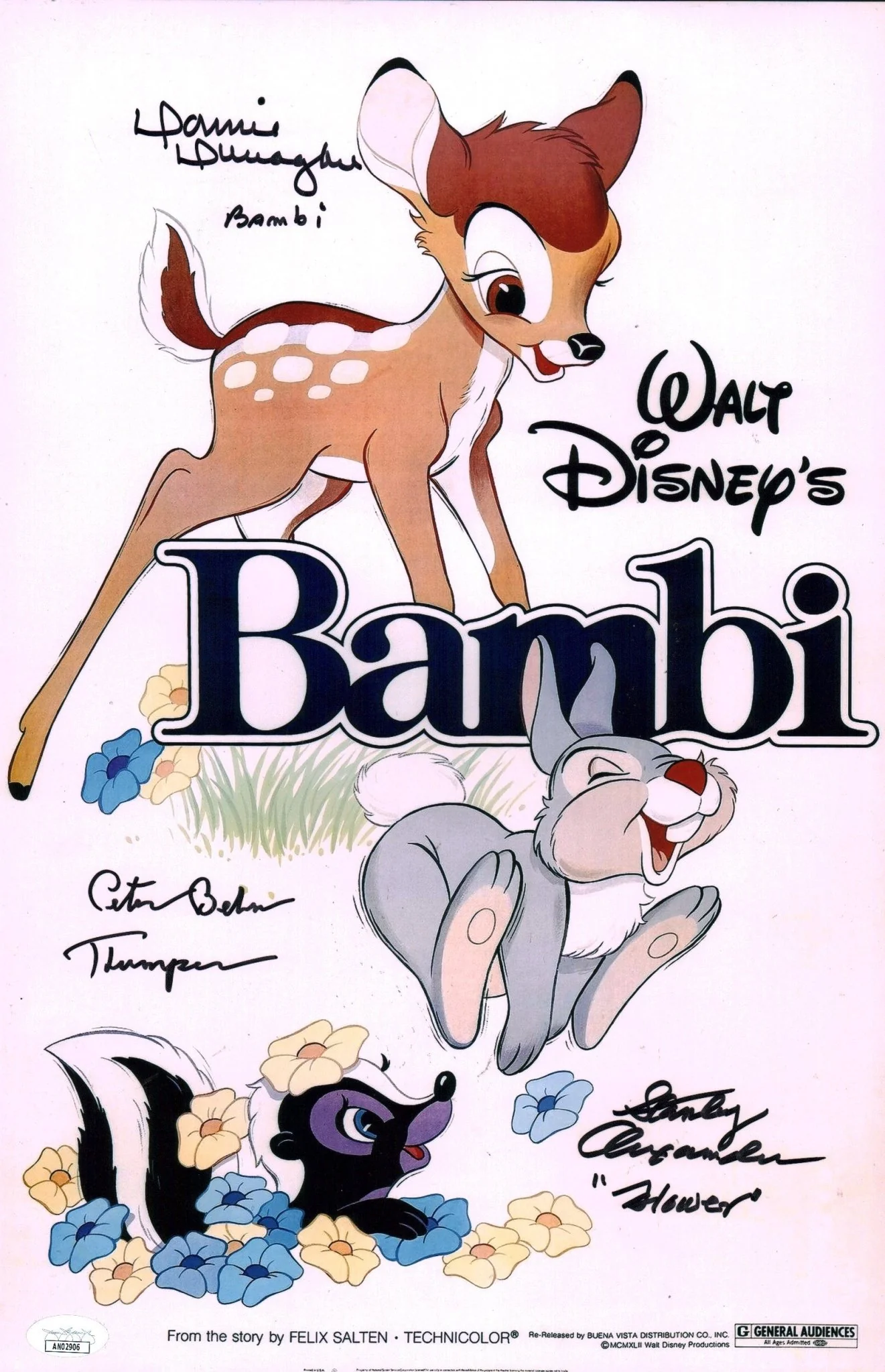 Bambi 11x17 Cast Photo Poster Signed x3 Signed Behn, Dunagan, Alexander JSA Certified Autograph - Image 5