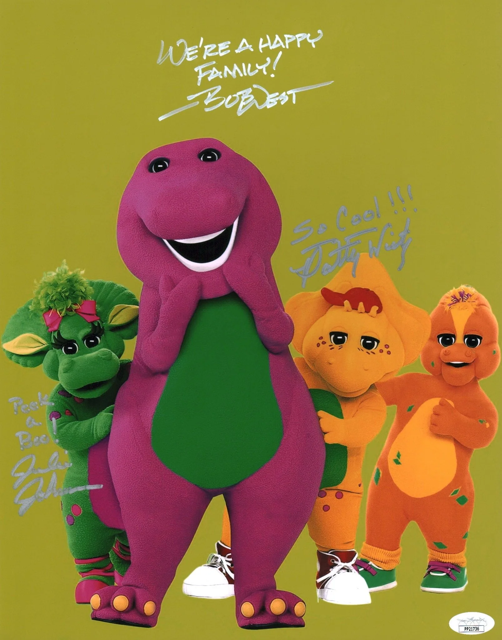 Barney 11x14 Signed x3 Cast Photo Poster  West Johnson Wirtz JSA Certified Autograph - Image 3