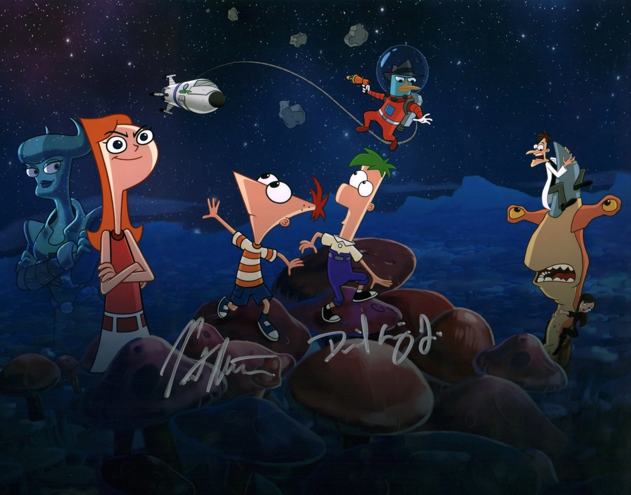Phineas and Ferb The Movie 11x14 Photo Poster Cast x2 Signed Errigo Martella JSA Certified Autograph - Image 2