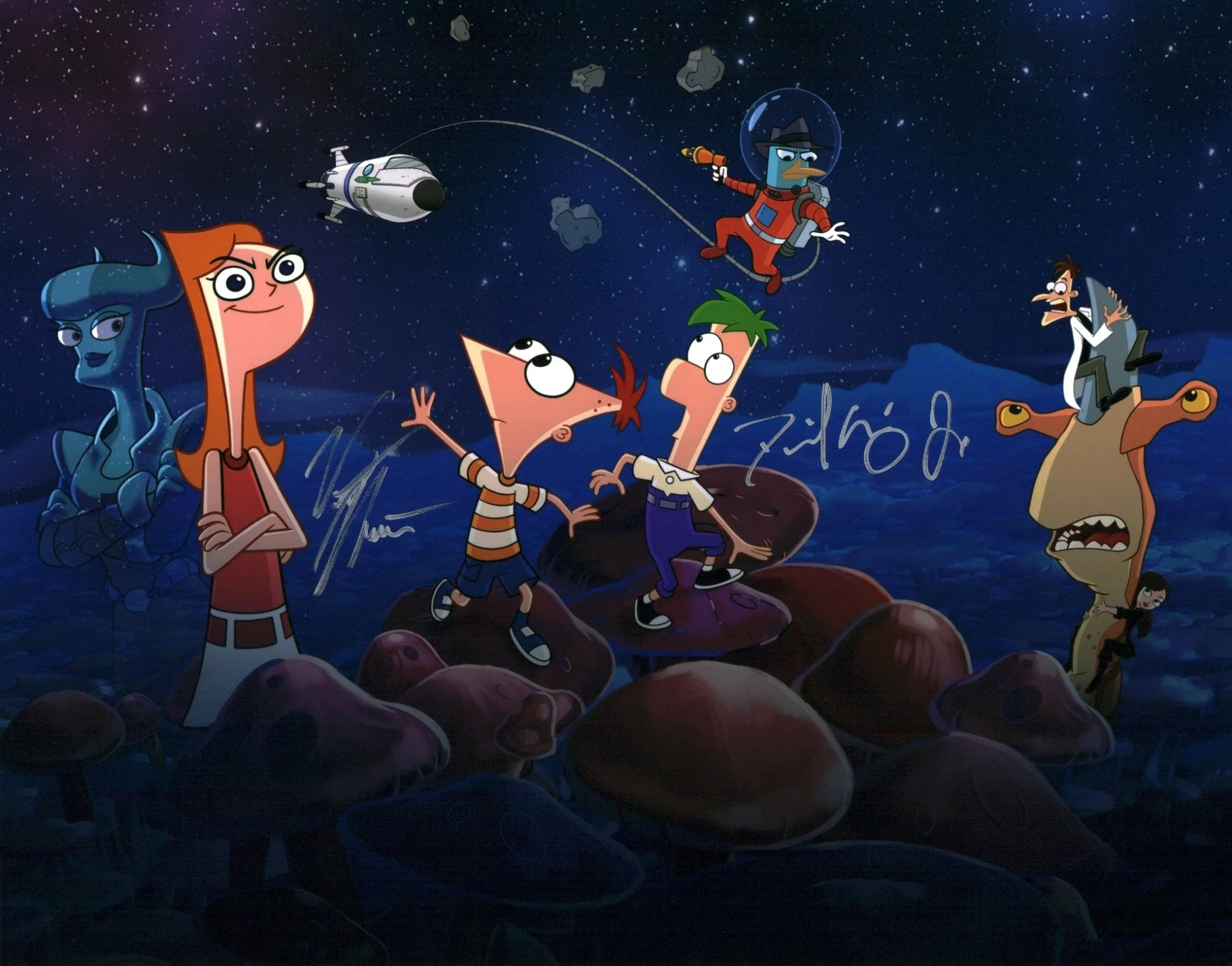 Phineas and Ferb The Movie 11x14 Photo Poster Cast x2 Signed Errigo Martella JSA Certified Autograph - Image 3