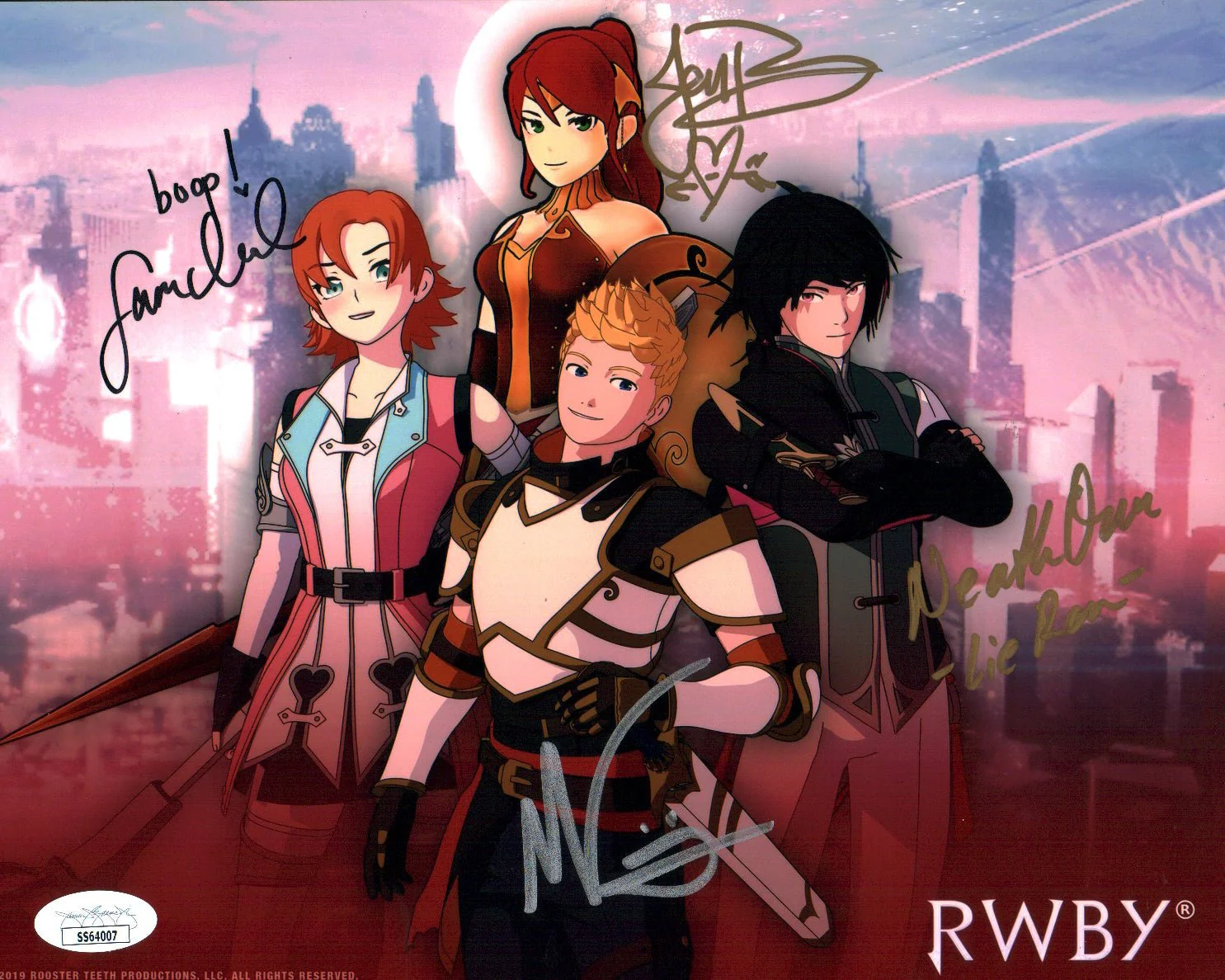 RWBY 8x10 Photo Cast x4 Signed Brown, Oum,Ireland, Luna JSA Certified Autograph - Image 2
