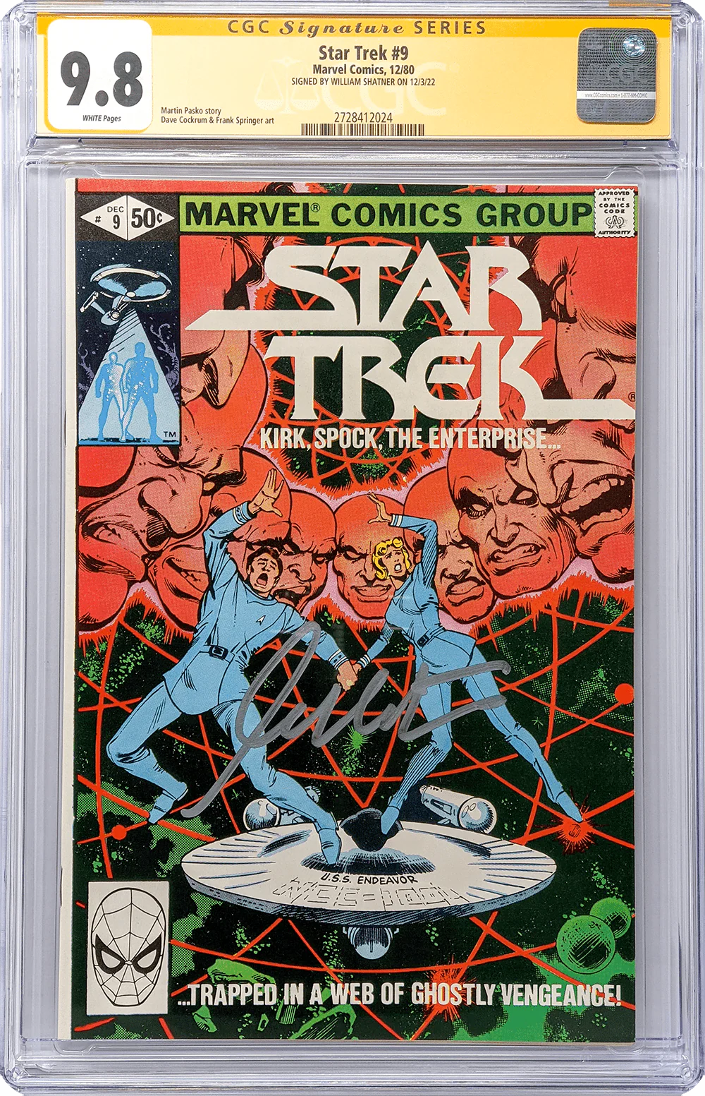 Star Trek #9 Marvel Comics CGC Signature Series 9.8 Signed by William Shatner - Image 2