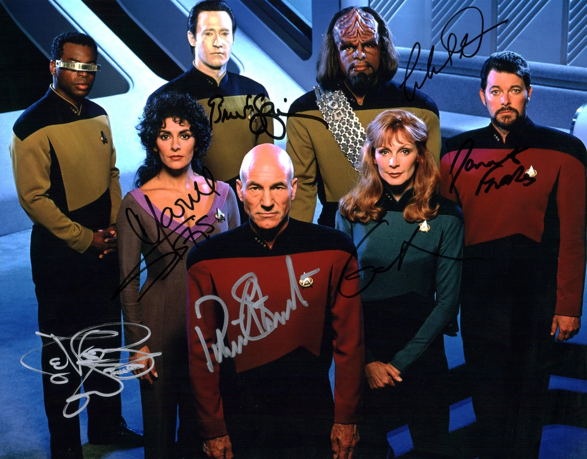 Star Trek: The Next Generation 11x14 Photo Poster Cast x7 Signed Burton Dorn Frakes McFadden Sirtis Spiner Stewart JSA Certified Autograph - Image 4