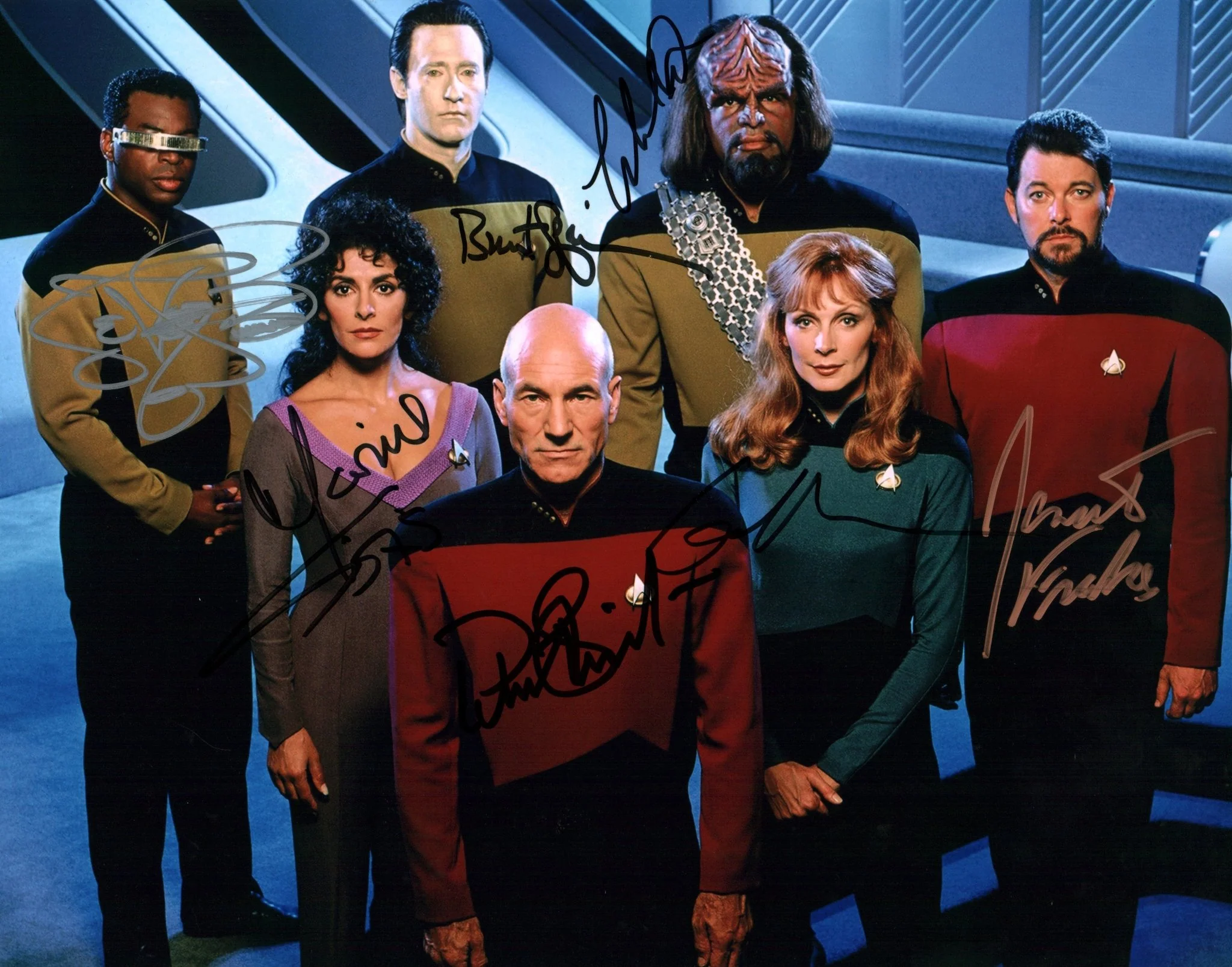 Star Trek: The Next Generation 11x14 Photo Poster Cast x7 Signed Burton Dorn Frakes McFadden Sirtis Spiner Stewart JSA Certified Autograph - Image 7