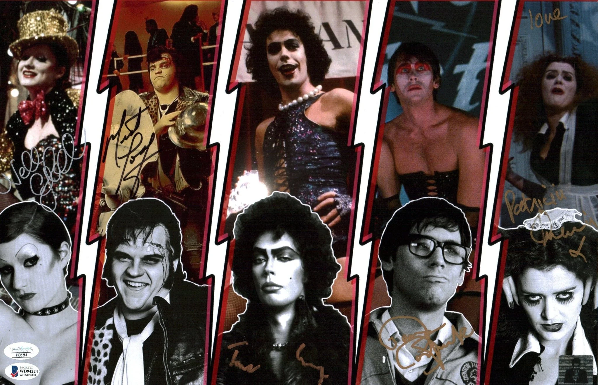 The Rocky Horror Picture Show 11x17 Photo Poster Cast x5 Signed Bostwick, Campbell, Curry, Quinn, Meatloaf JSA Beckett Certified Autograph - Image 4