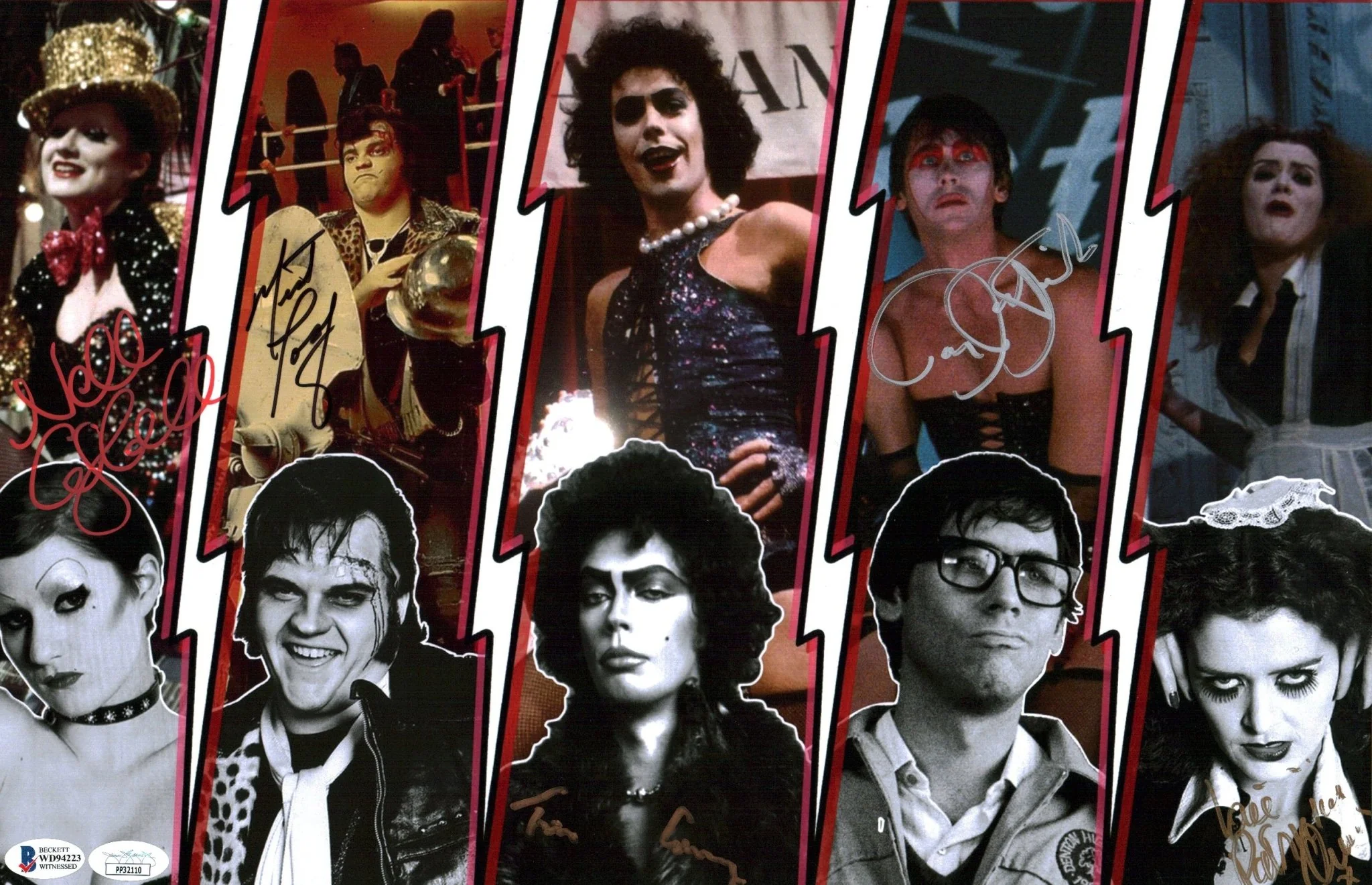 The Rocky Horror Picture Show 11x17 Photo Poster Cast x5 Signed Bostwick, Campbell, Curry, Quinn, Meatloaf JSA Beckett Certified Autograph - Image 7