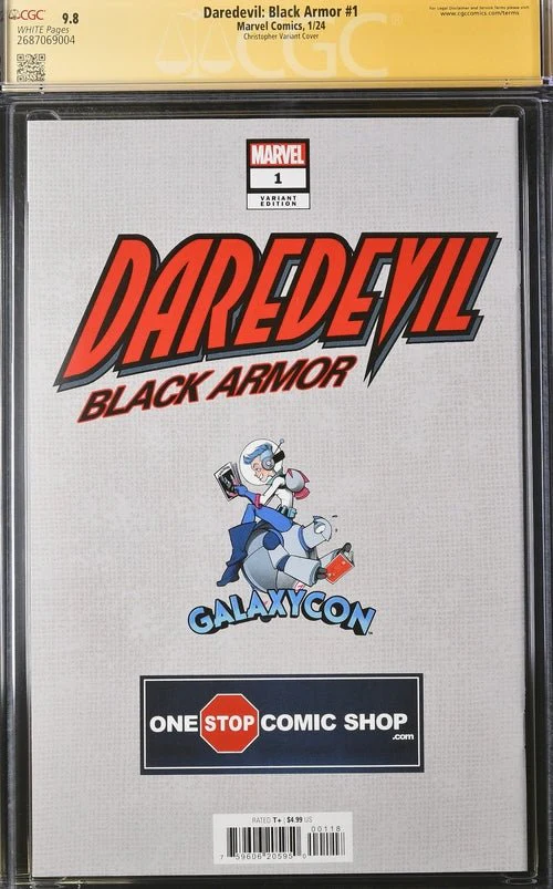 Daredevil: Black Armor #1 Marvel Comics Galxycon Exclusive Christopher Variant CGC Signature Series 9.8 Signed Chichester, Christopher - Image 3