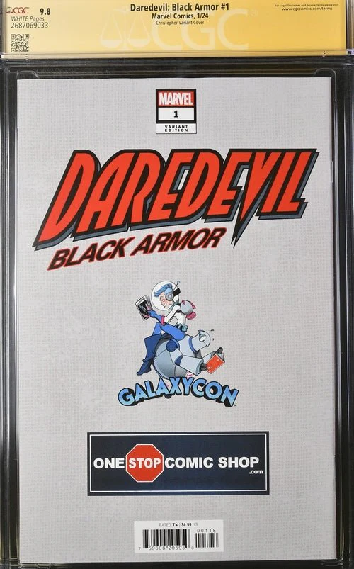 Daredevil: Black Armor #1 Marvel Comics Galxycon Exclusive Christopher Variant CGC Signature Series 9.8 Signed & Sketch by Charlie Cox, Signed Vincent D'Onofrio, D.G. Chichester, John Tyler Christopher - Image 11