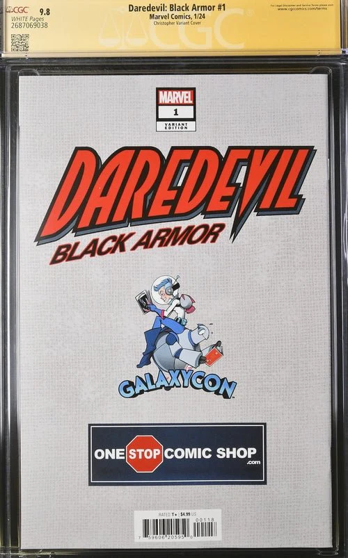 Daredevil: Black Armor #1 Marvel Comics Galxycon Exclusive Christopher Variant CGC Signature Series 9.8 Signed & Sketch by Charlie Cox, Signed Vincent D'Onofrio, D.G. Chichester, John Tyler Christopher - Image 13