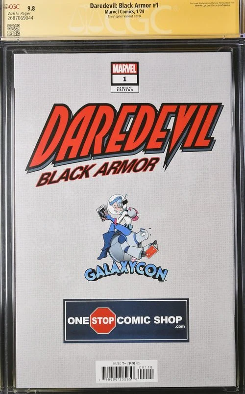 Daredevil: Black Armor #1 Marvel Comics Galxycon Exclusive Christopher Variant CGC Signature Series 9.8 Signed & Sketch by Charlie Cox, Signed Vincent D'Onofrio, D.G. Chichester, John Tyler Christopher - Image 15