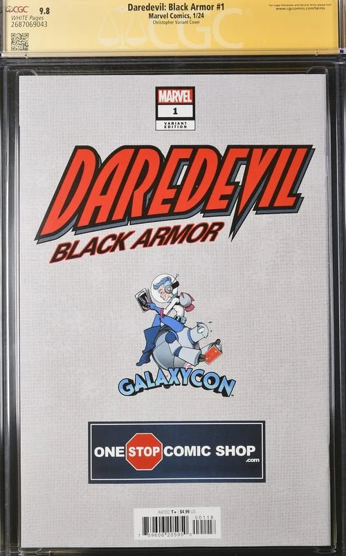 Daredevil: Black Armor #1 Marvel Comics Galxycon Exclusive Christopher Variant CGC Signature Series 9.8 Signed & Sketch by Charlie Cox, Signed Vincent D'Onofrio, D.G. Chichester, John Tyler Christopher - Image 17