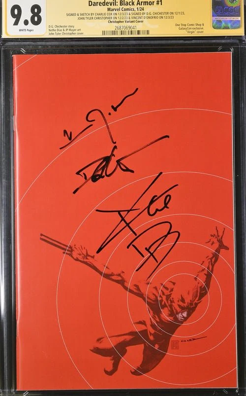 Daredevil: Black Armor #1 Marvel Comics Galxycon Exclusive Christopher Variant CGC Signature Series 9.8 Signed & Sketch by Charlie Cox, Signed Vincent D'Onofrio, D.G. Chichester, John Tyler Christopher - Image 18