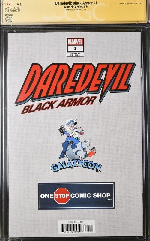 Daredevil: Black Armor #1 Marvel Comics Galxycon Exclusive Christopher Variant CGC Signature Series 9.8 Signed & Sketch by Charlie Cox, Signed Vincent D'Onofrio, D.G. Chichester, John Tyler Christopher - Image 19