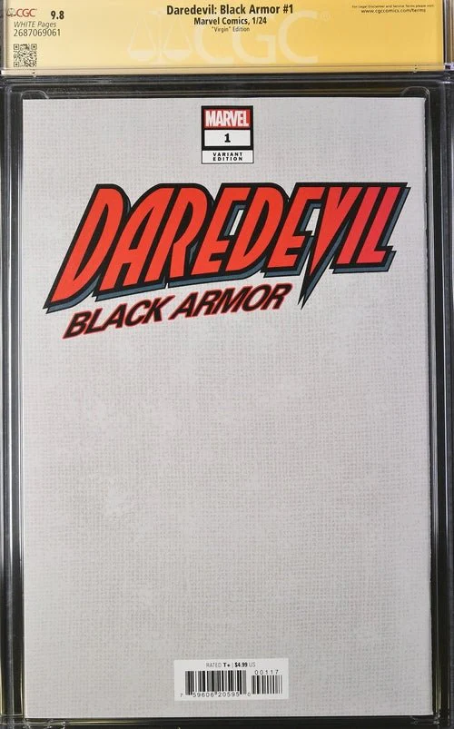 Daredevil: Black Armor #1 Marvel Comics Virgin Edition CGC Signature Series 9.8 Signed & Sketch by Charlie Cox, Signed DG Chichester, Vincent D'Onofrio - Image 3