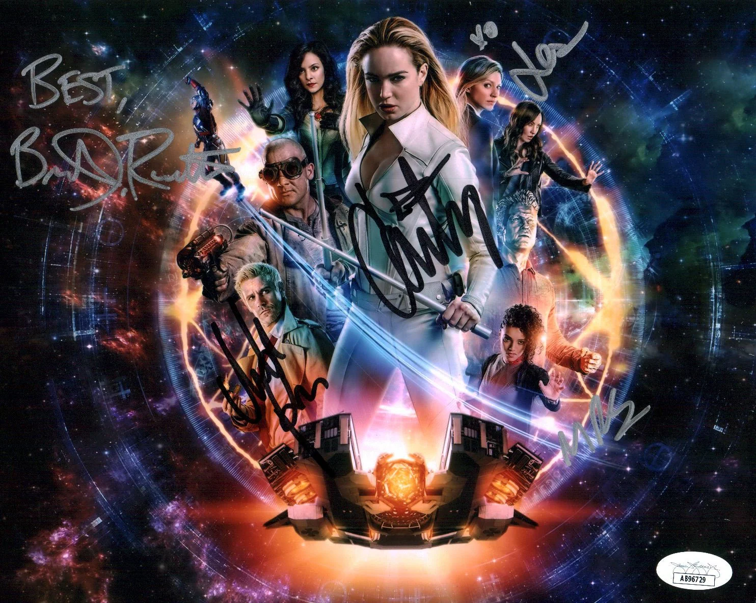 DC Legends of Tomorrow 8x10 Signed Photo Cast x5  Routh, Richardson-Sellers, Ryan, Macallan, Lotz JSA Certified Autograph - Image 2