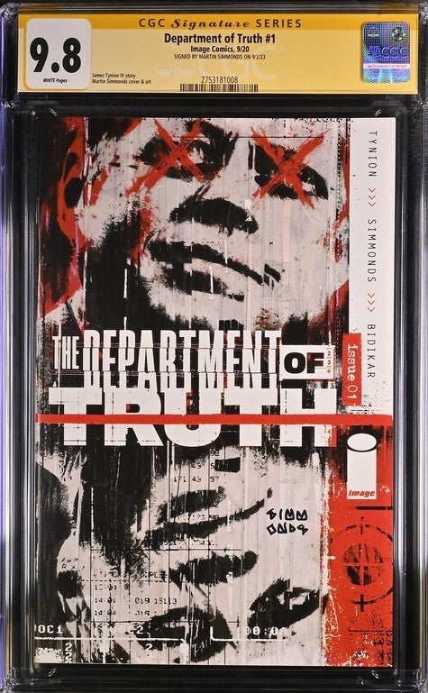 Department of Truth #1 Image Comics CGC Signature Series 9.8 Signed Martin Simmonds - Image 2