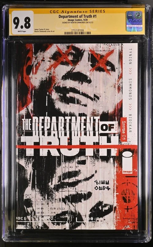 Department of Truth #1 Image Comics CGC Signature Series 9.8 Signed Martin Simmonds - Image 6