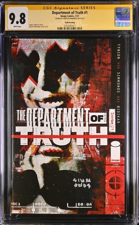 Department of Truth #1 Sixth Printing Image Comics CGC Signature Series 9.8 Signed Martin Simmonds - Image 2