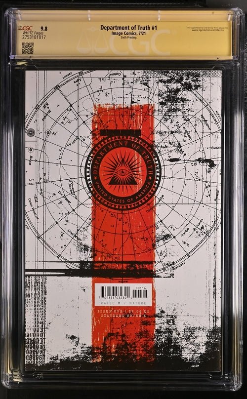 Department of Truth #1 Sixth Printing Image Comics CGC Signature Series 9.8 Signed Martin Simmonds - Image 3