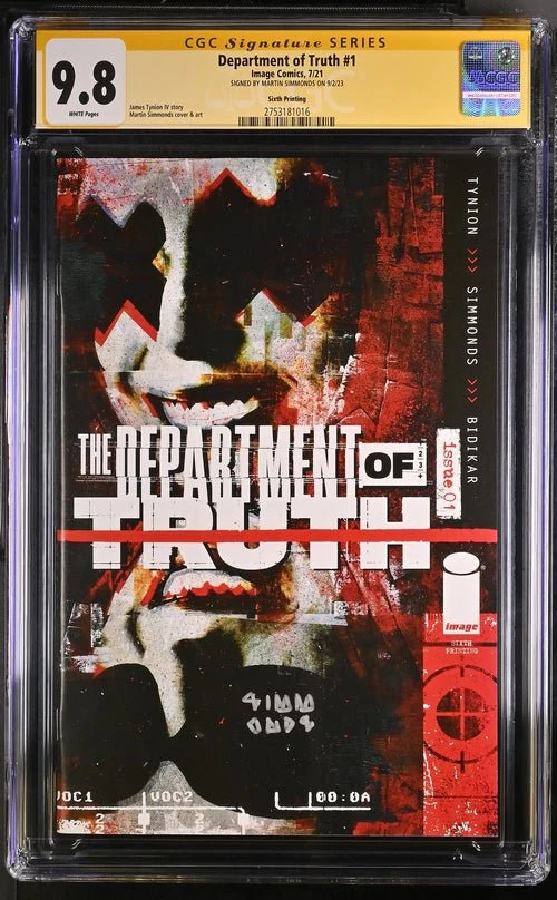 Department of Truth #1 Sixth Printing Image Comics CGC Signature Series 9.8 Signed Martin Simmonds - Image 4
