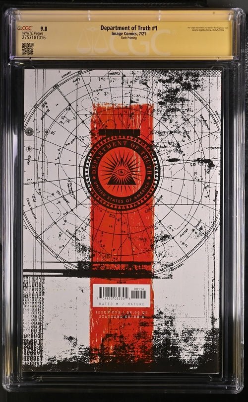 Department of Truth #1 Sixth Printing Image Comics CGC Signature Series 9.8 Signed Martin Simmonds - Image 5