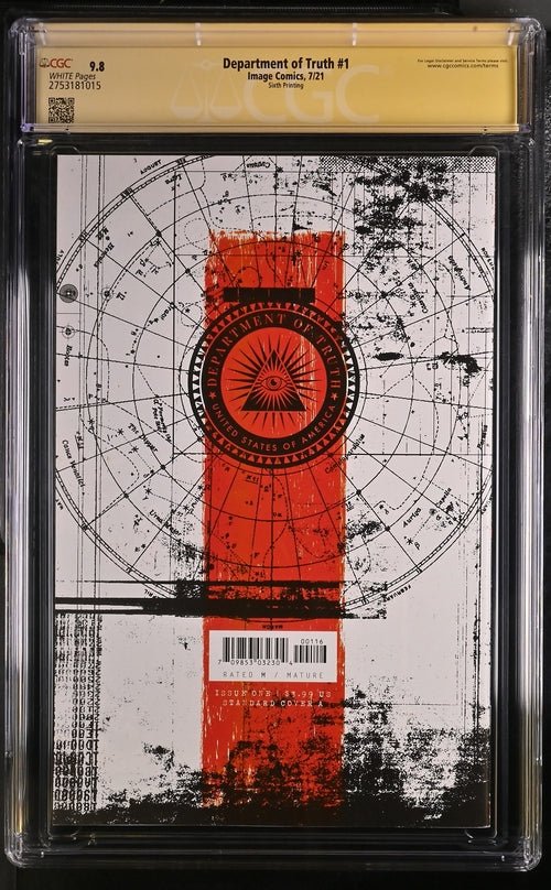Department of Truth #1 Sixth Printing Image Comics CGC Signature Series 9.8 Signed Martin Simmonds - Image 7