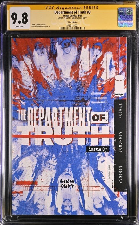 Department of Truth #3 Third Printing Image Comics CGC SS 9.8 Signed Martin Simmonds - Image 2