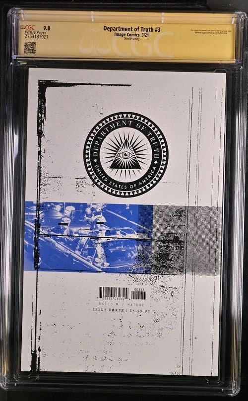 Department of Truth #3 Third Printing Image Comics CGC SS 9.8 Signed Martin Simmonds - Image 3