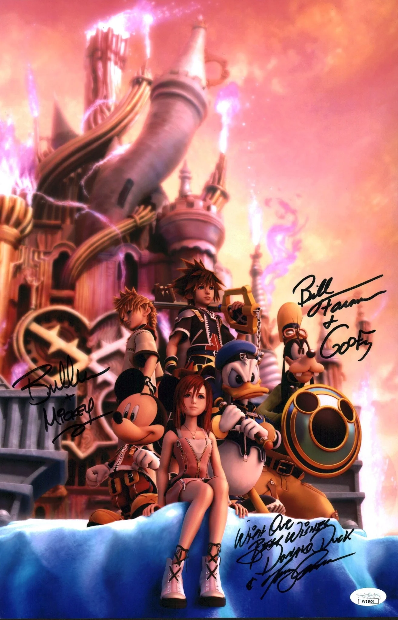Disney Kingdom Hearts II 11x17 Photo Poster Cast x3 Signed Anselmo, Farmer, Iwan JSA Certified Autograph - Image 2