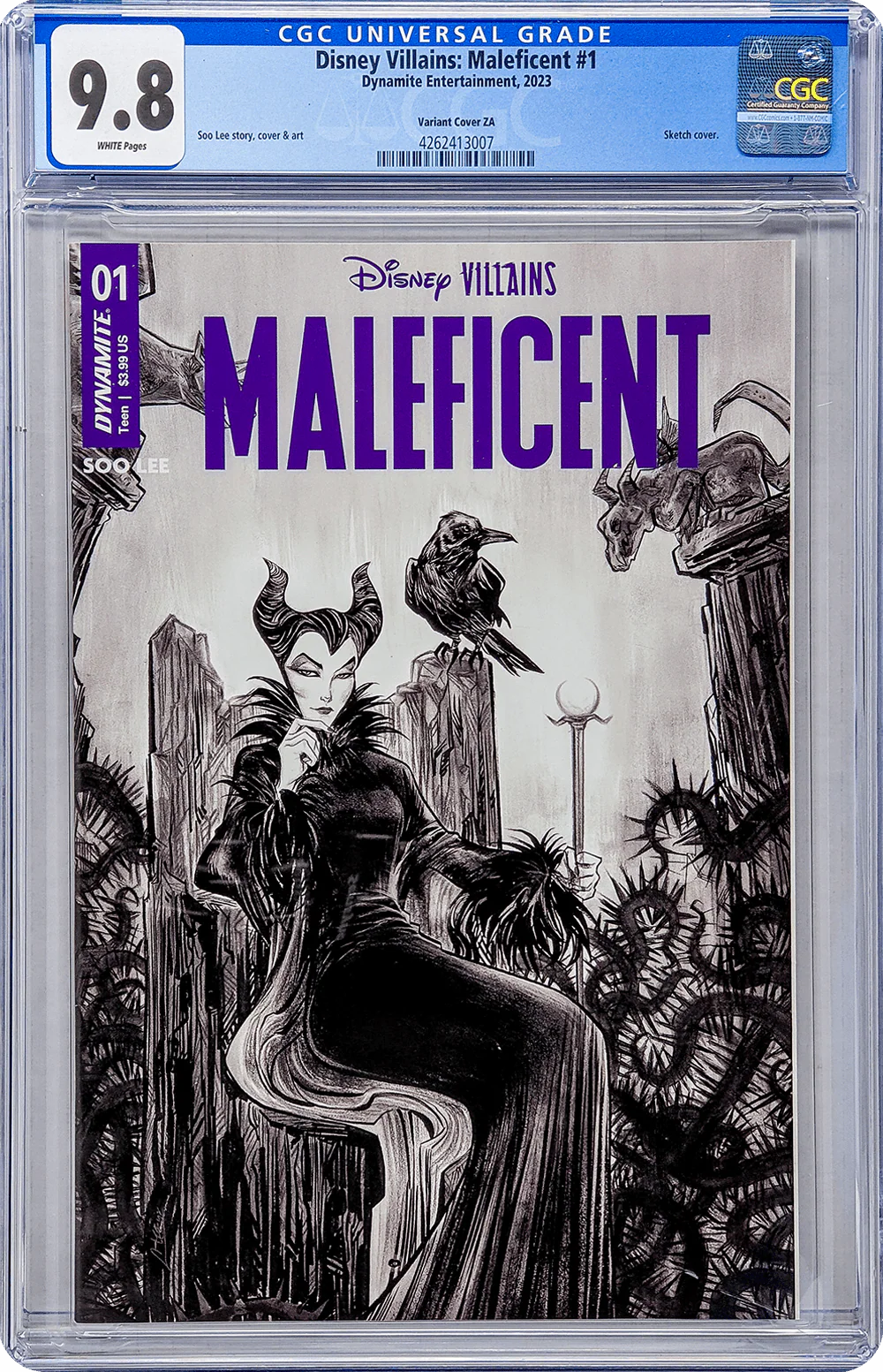 Disney Villains Maleficent #1 1:10 Lee B&W Variant CGC Universal 9.8 - Image 8