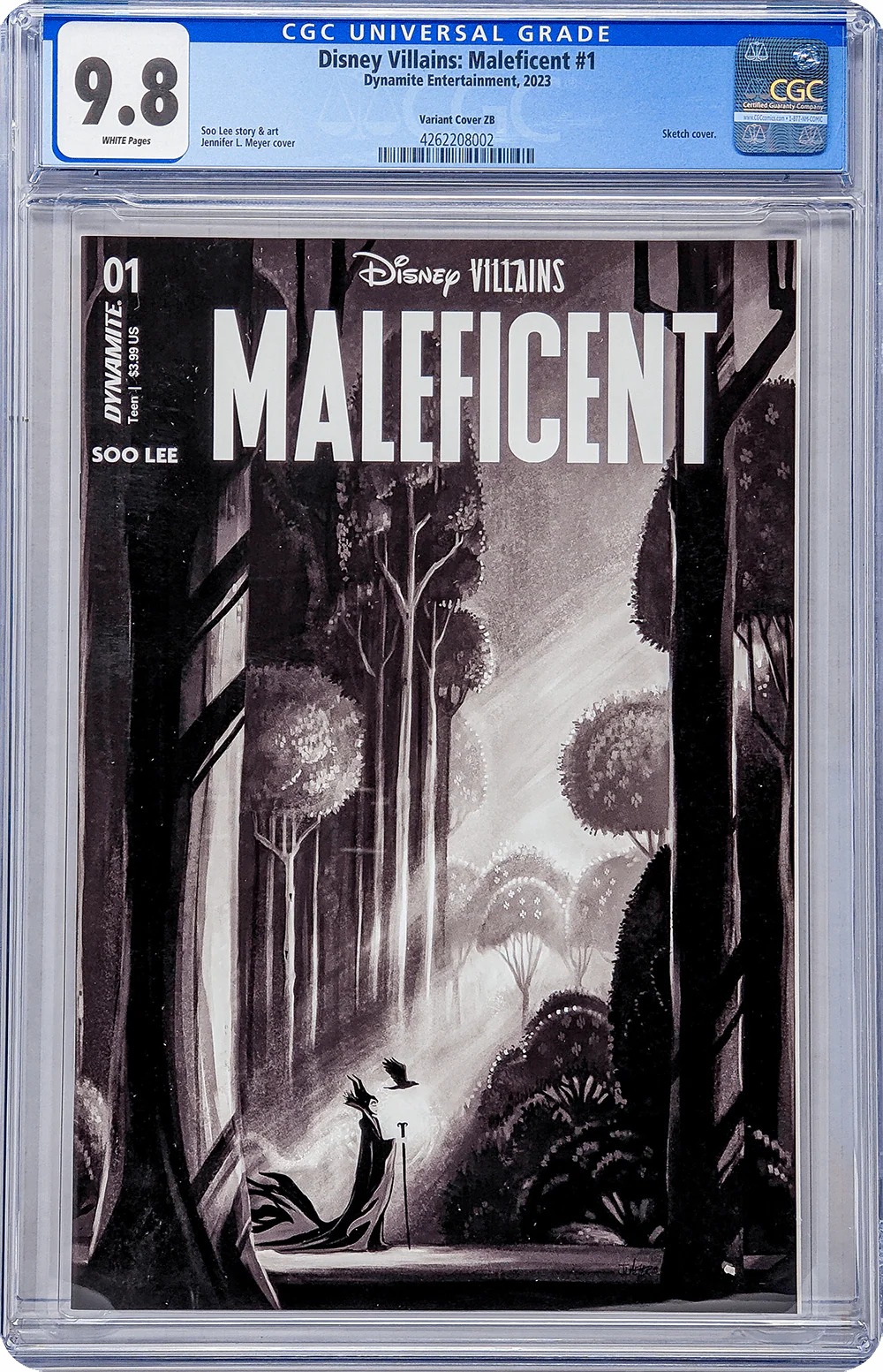 Disney Villains Maleficent #1 1:10 Meyer B&W Variant Cover ZB CGC Universal 9.8 - Image 4