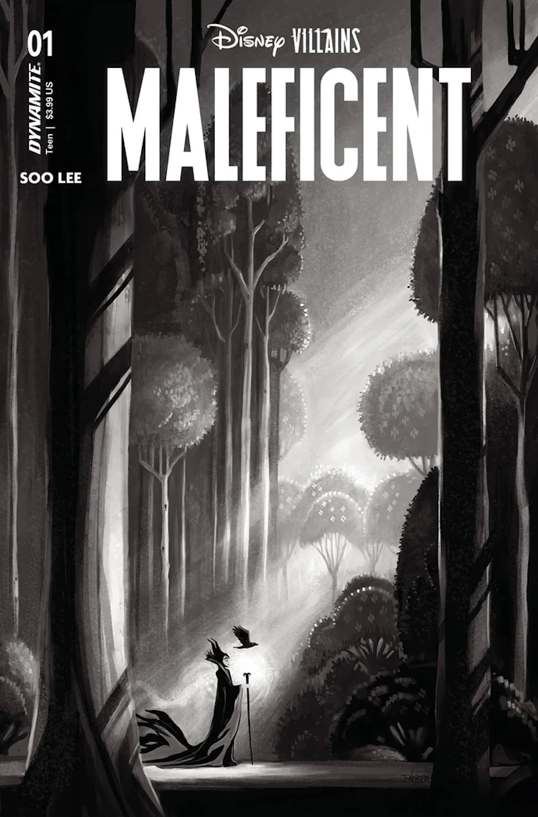 Disney Villains Maleficent #1 Cover ZB 1:10 Meyer B&W Variant Comic Book - Image 2