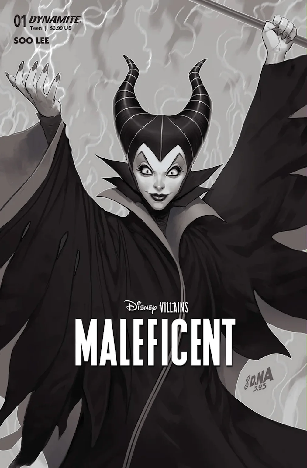 Disney Villains Maleficent #1 Cover ZE 1:10 Nakayama B&W Variant Comic Book - Image 2