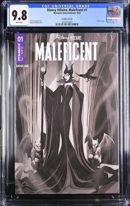 Disney Villains Maleficent #1 1:10 Puebla B&W Variant CGC Universal 9.8 - Image 2