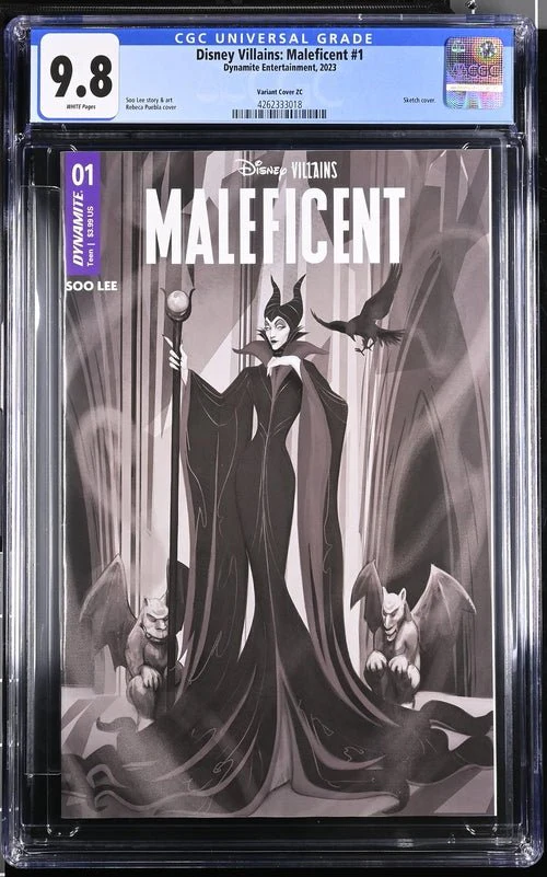 Disney Villains Maleficent #1 1:10 Puebla B&W Variant CGC Universal 9.8 - Image 8