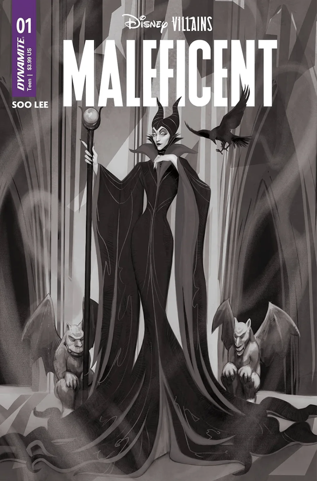 Disney Villains Maleficent #1 Cover ZC 1:10 Puebla B&W Variant Comic Book - Image 2