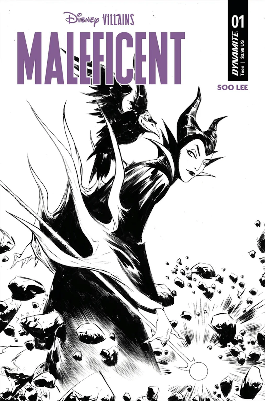 Disney Villains Maleficent #1 Cover I 1:15 Jae Lee B&W Variant Comic Book - Image 2