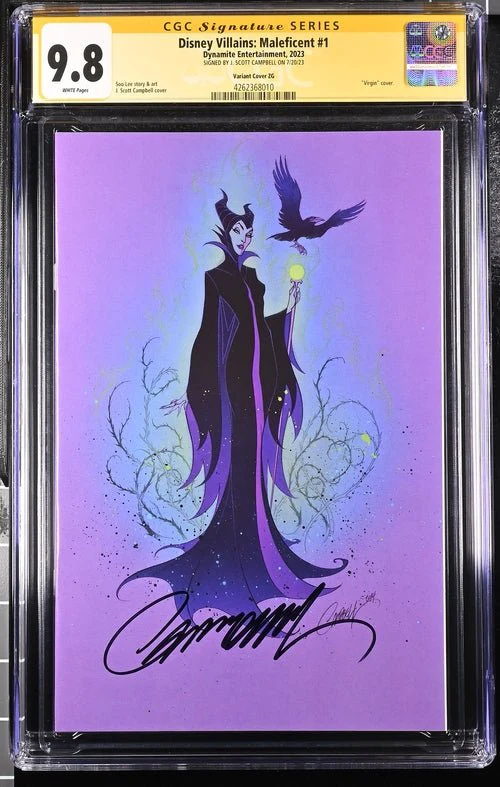 Disney Villains Maleficent #1 1:250 Campbell Virgin Variant CGC Signature Series 9.8 Signed J. Scott Campbell - Image 4