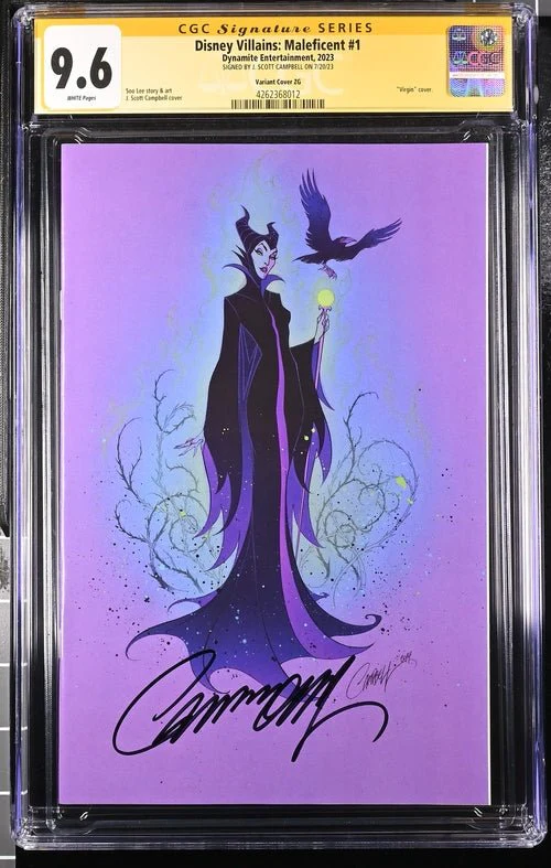 Disney Villains Maleficent #1 1:250 Campbell Virgin Variant CGC Signature Series 9.8 Signed J. Scott Campbell - Image 6