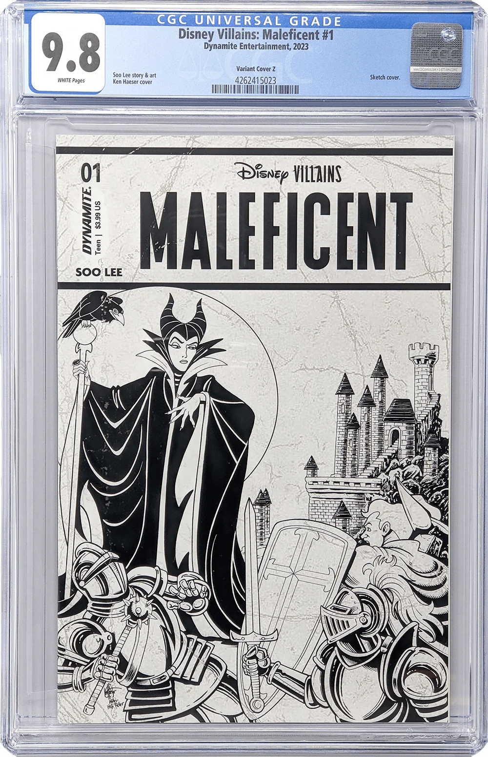 Disney Villains Maleficent #1 1:7 Haeser B&W Variant CGC Universal 9.8 - Image 2