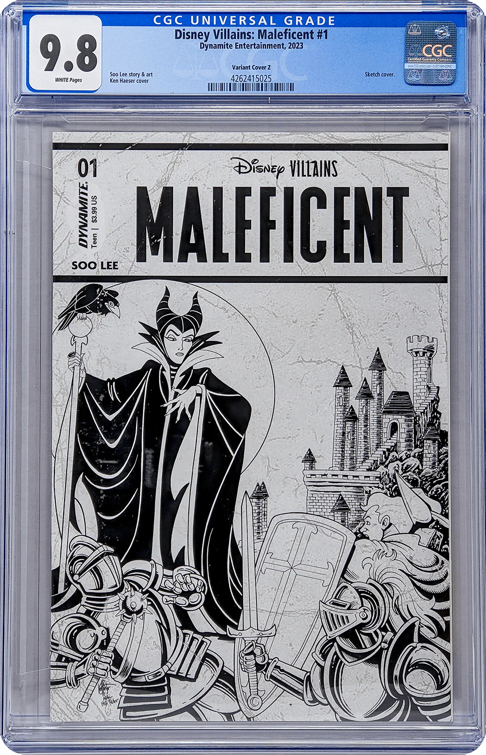 Disney Villains Maleficent #1 1:7 Haeser B&W Variant CGC Universal 9.8 - Image 4