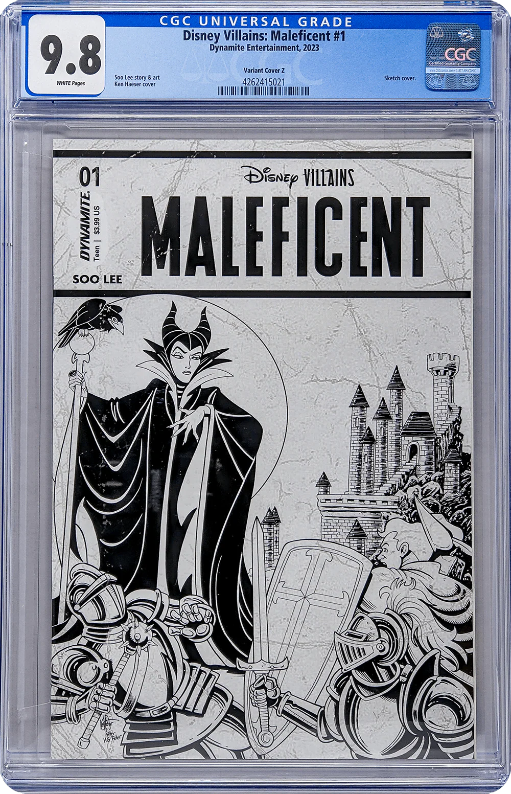 Disney Villains Maleficent #1 1:7 Haeser B&W Variant CGC Universal 9.8 - Image 6