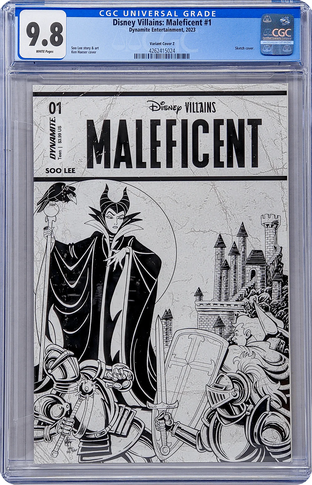 Disney Villains Maleficent #1 1:7 Haeser B&W Variant CGC Universal 9.8 - Image 8