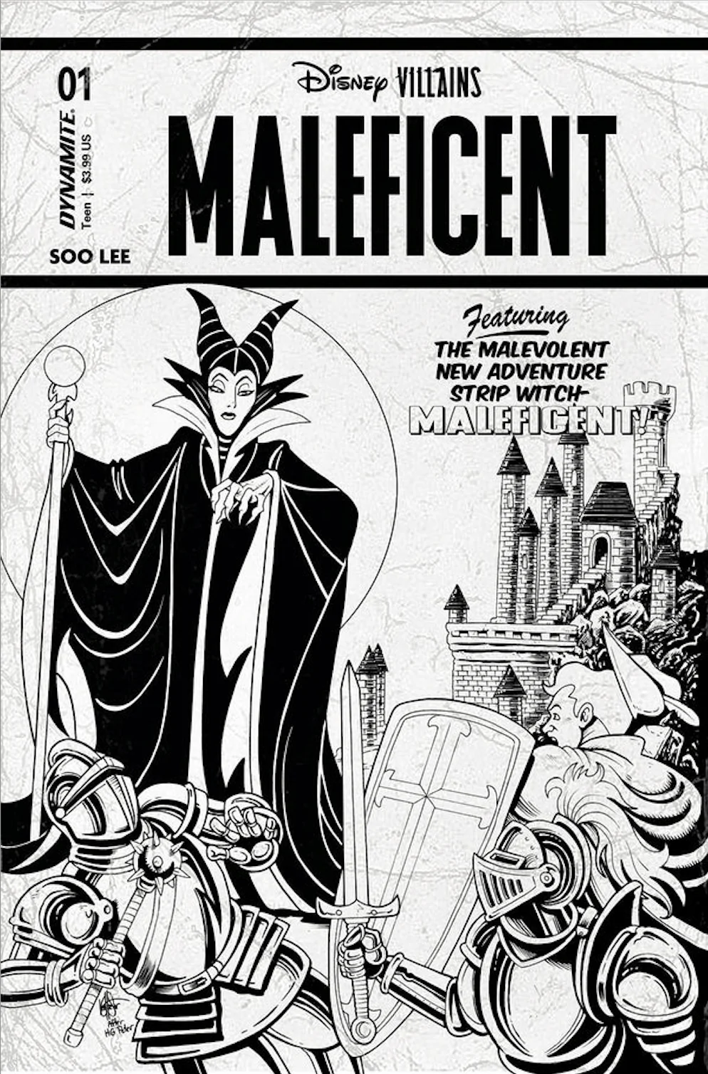 Disney Villains Maleficent #1 Cover Z 1:7 Haeser B&W Variant Comic Book - Image 2