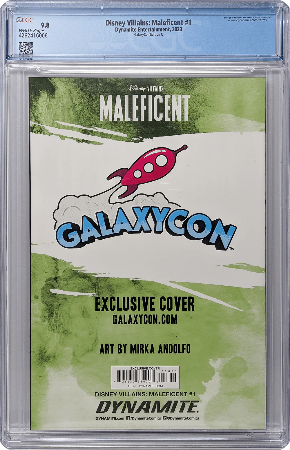 Disney Villains Maleficent #1 GalaxyCon Exclusive Andolfo Variant CGC Universal 9.8 - Image 3