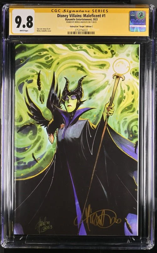 Disney Villains Maleficent #1 GalaxyCon Exclusive Andolfo Virgin Variant CGC Signature Series 9.8 Signed Mirka Andolfo - Image 9