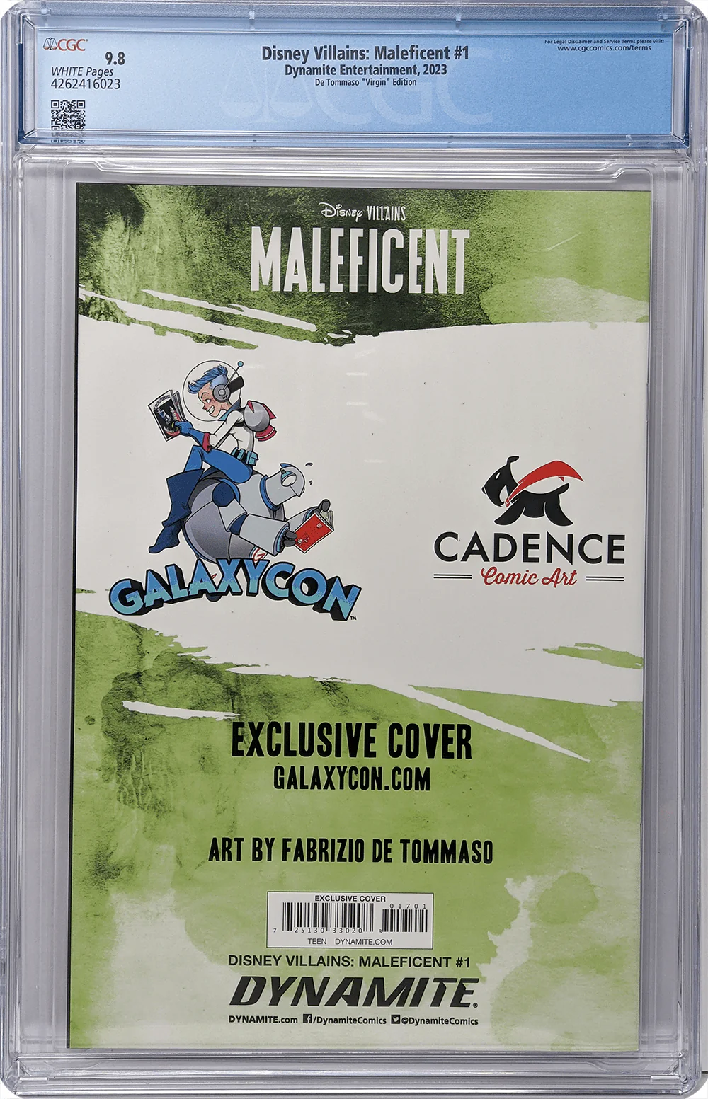 Disney Villains Maleficent #1 GalaxyCon Exclusive De Tommaso Virgin Edition Dynamite Entertainment CGC Universal Grade 9.8 - Image 3