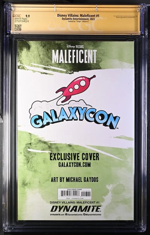 Disney Villains Maleficent #1 GalaxyCon Exclusive Gaydos Variant B CGC Signature Series 9.9 Signed Michael Gaydos - Image 3