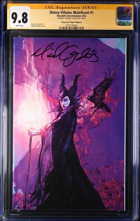 Disney Villains Maleficent #1 GalaxyCon Exclusive Gaydos Virgin Variant CGC Signature Series 9.8 Signed Michael Gaydos - Image 2